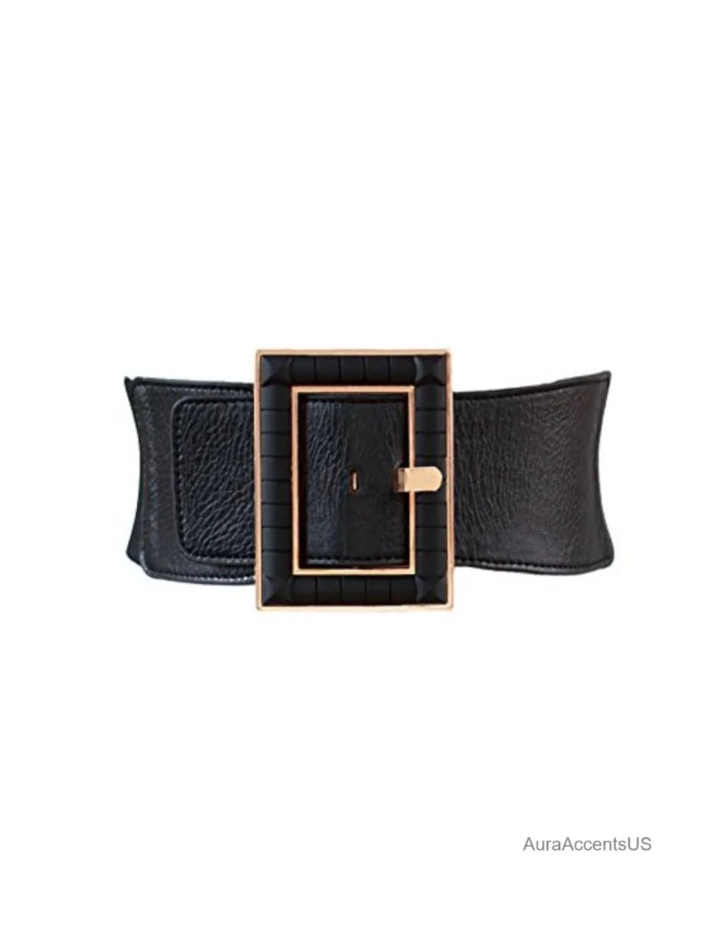 Women's Wide Elastic Stretch Belt with Metal Buckle, Plus Size